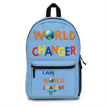Load image into Gallery viewer, "I Am A World Changer" Backpack (Blue)