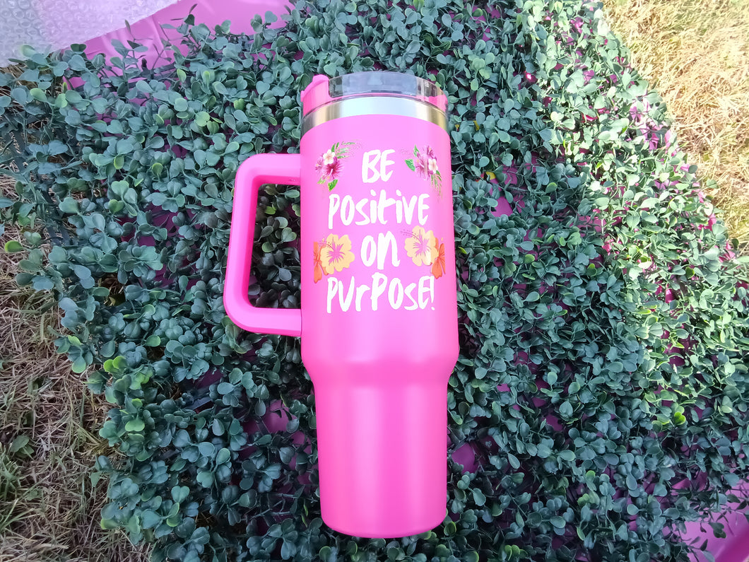 Positive Vibes Water Bottle (Pink)