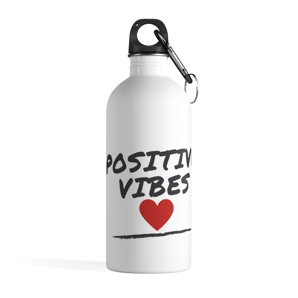 Positive Vibes Heart Stainless Steel Water Bottle (14 oz)