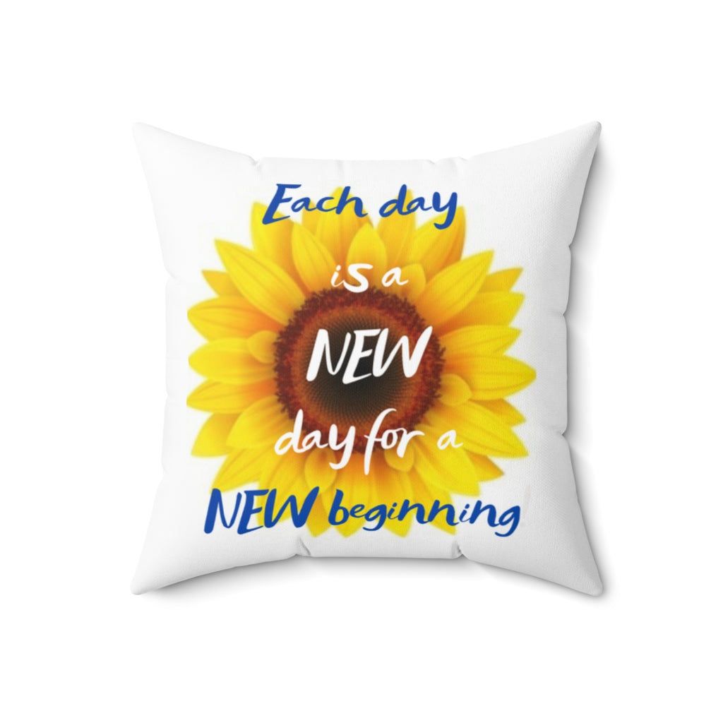 Sunflower Square Pillow (white)