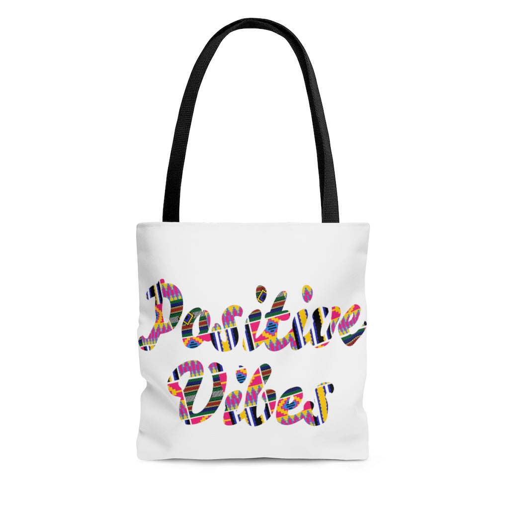 Uniquely Inspired-Positive Vibes Tote Bag (White)