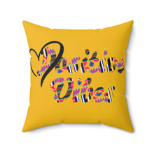 Load image into Gallery viewer, Positive Vibes w/Heart Square Pillow (Yellow)
