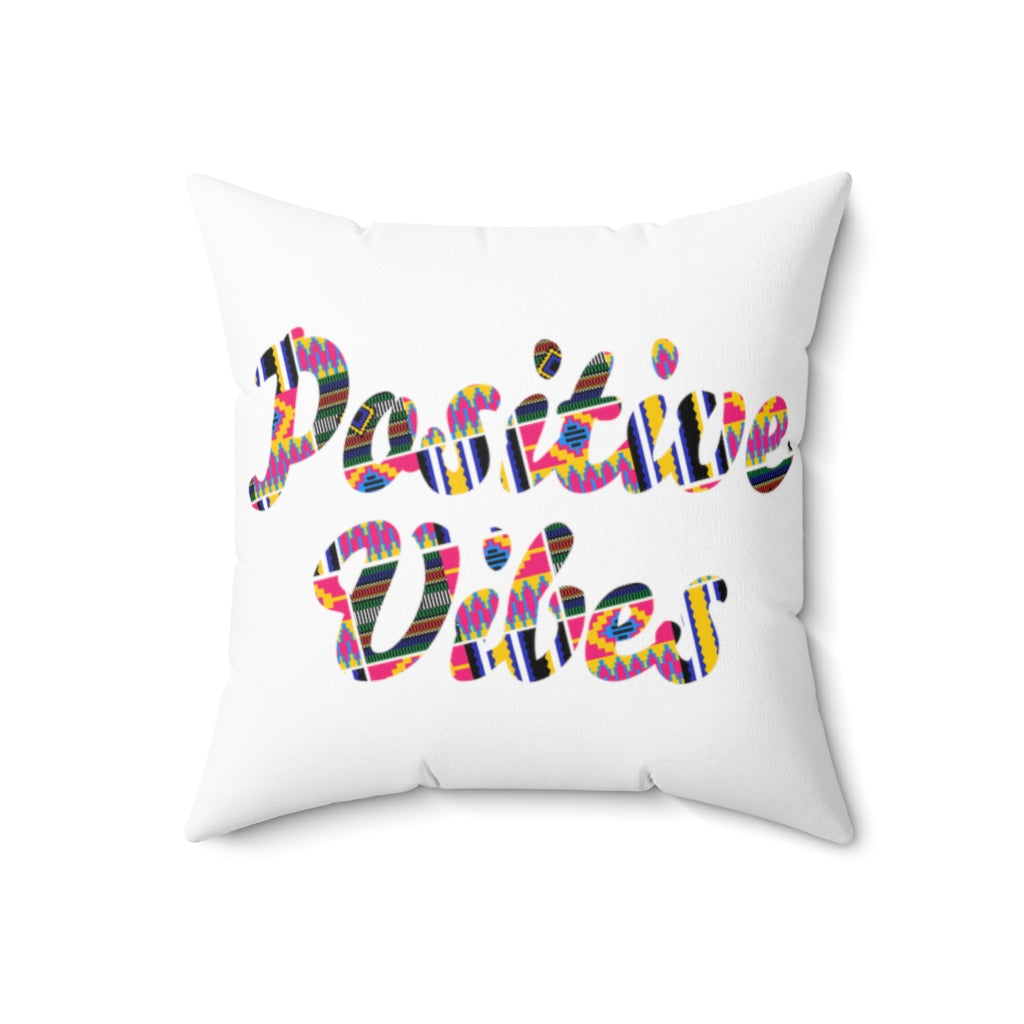 Positive Vibes Square Pillow (White)