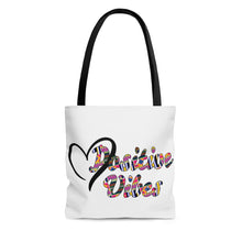 Load image into Gallery viewer, Positive Vibes Heart Tote Bag (White)
